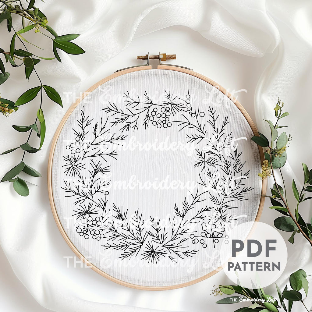 Coral Wreath Hand Embroidery Pattern