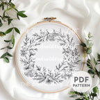 Coral Wreath Hand Embroidery Pattern