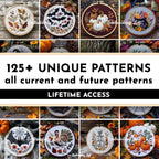 MINI COLLECTION, Autumn and Halloween Hand Embroidery Pattern Collection, Current and Future Designs, Lifetime Access, Hand Embroidery, DIY