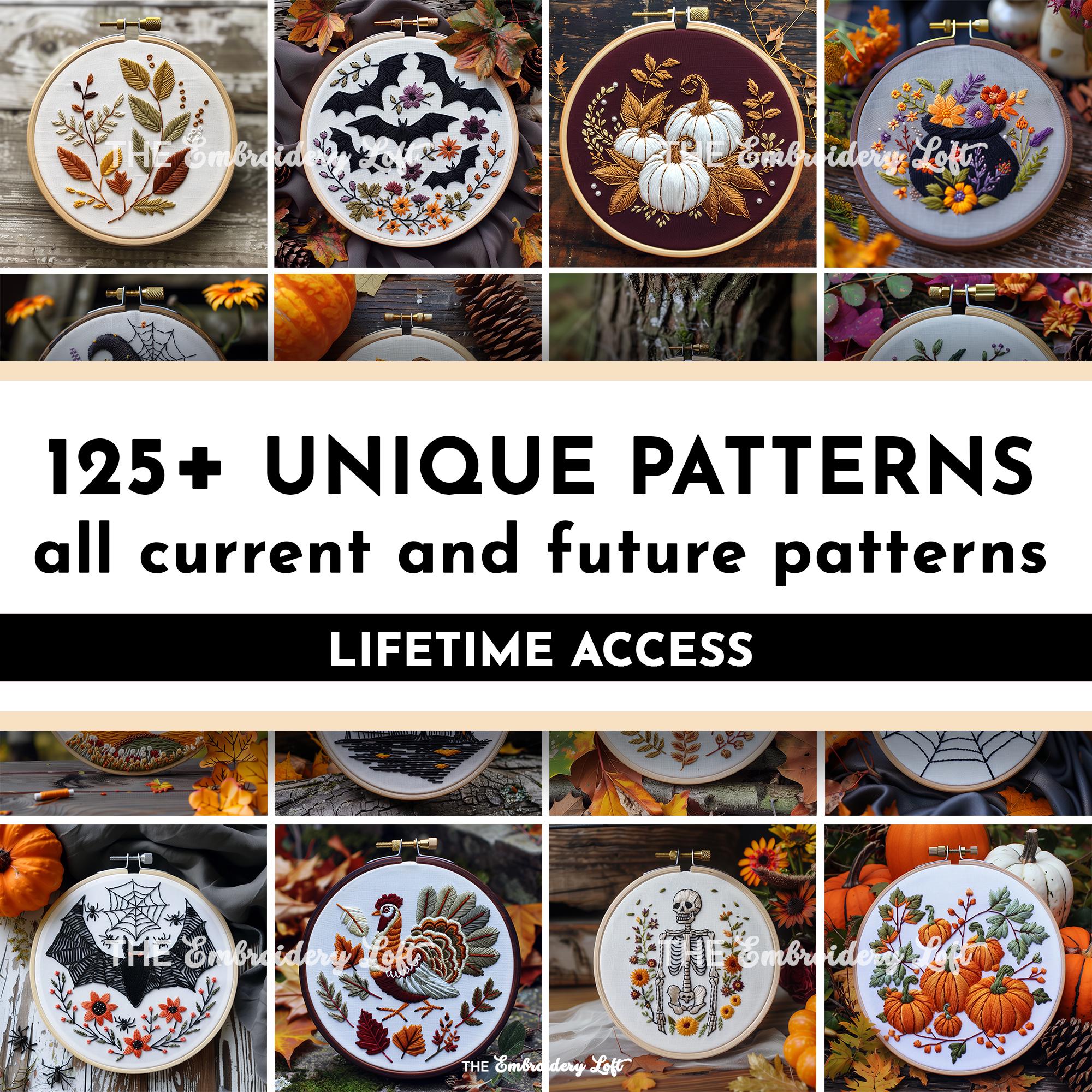 MINI COLLECTION, Autumn and Halloween Hand Embroidery Pattern Collection, Current and Future Designs, Lifetime Access, Hand Embroidery, DIY