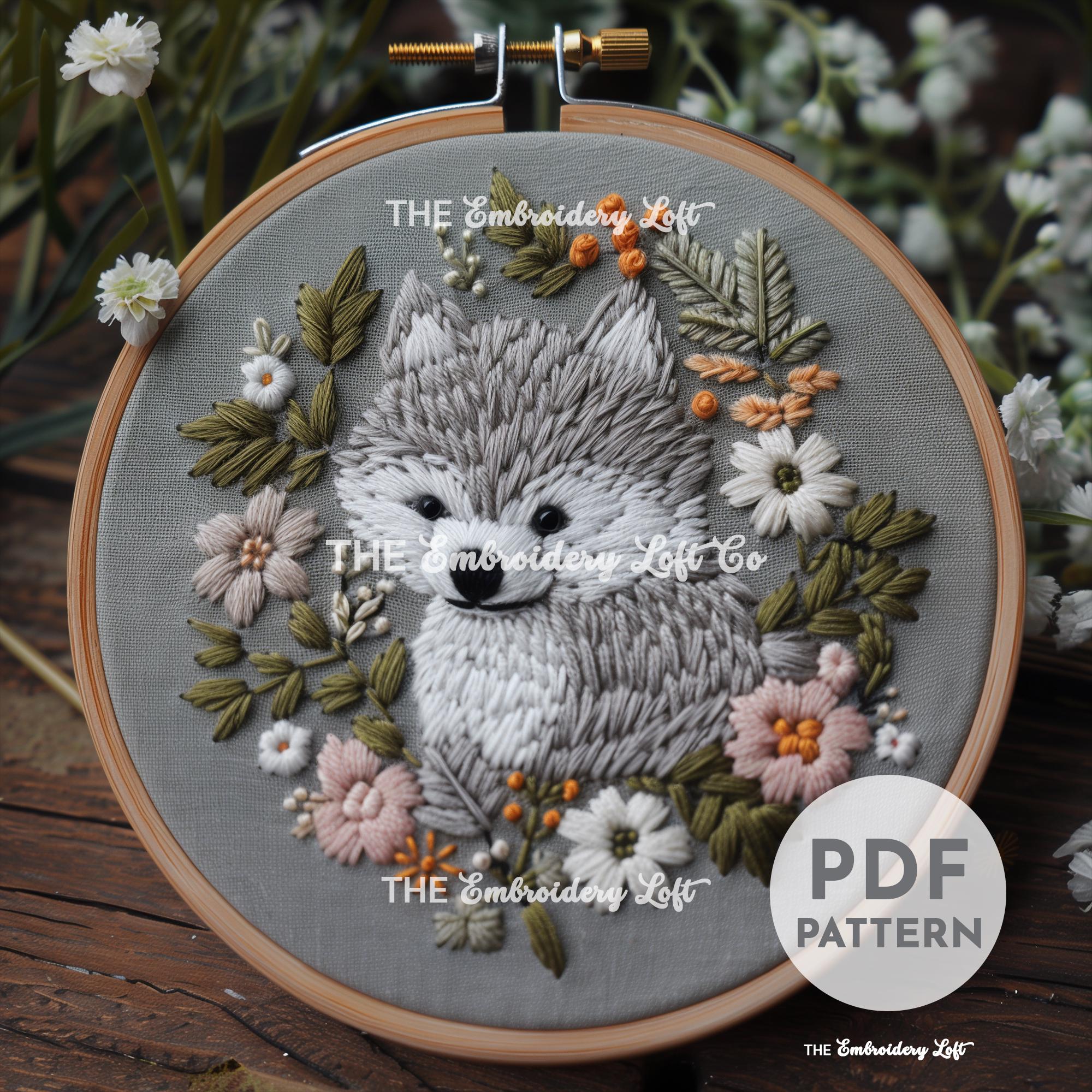 Baby Wolf Hand Embroidery Pattern