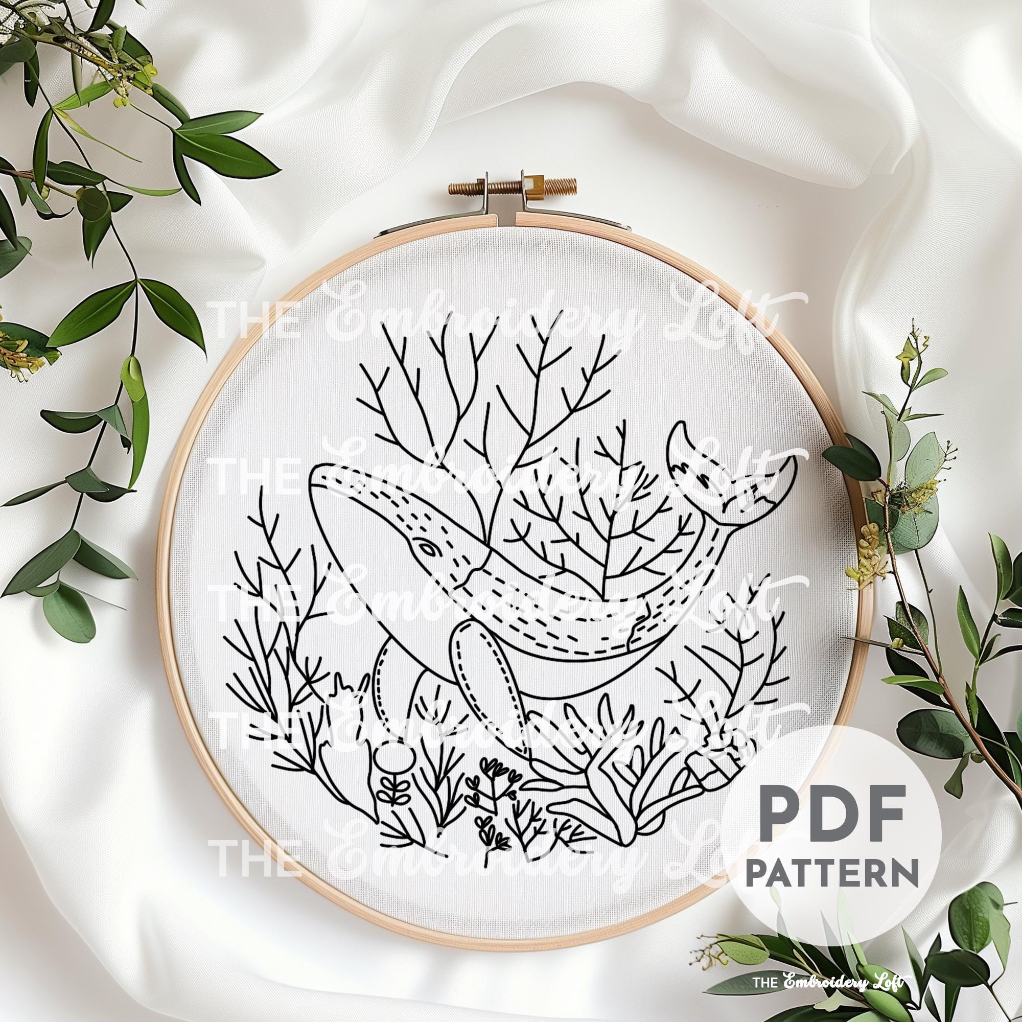 Whale Hand Embroidery Pattern