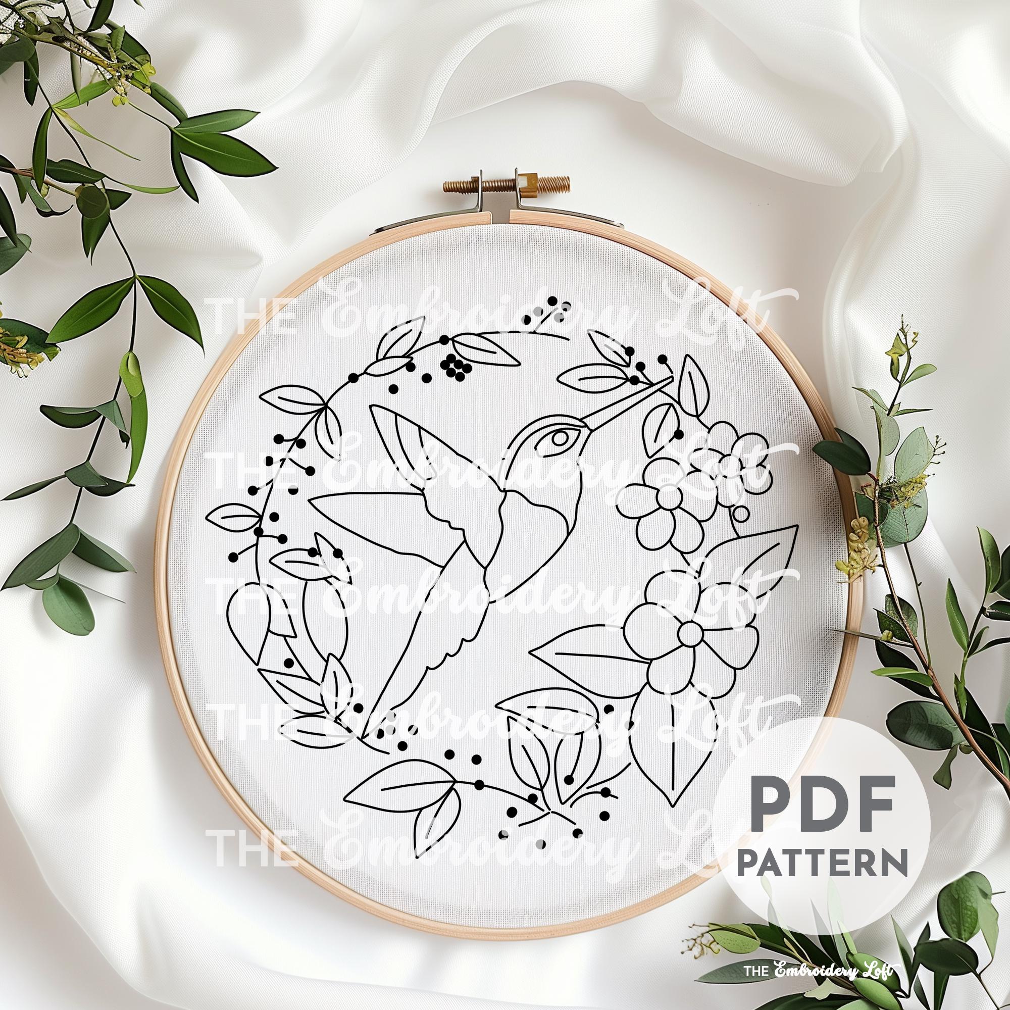 Spring Hummingbird Hand Embroidery Pattern