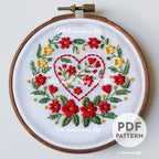 Romantic Heart Hand Embroidery Pattern
