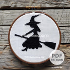 Flying Witch Hand Embroidery Pattern