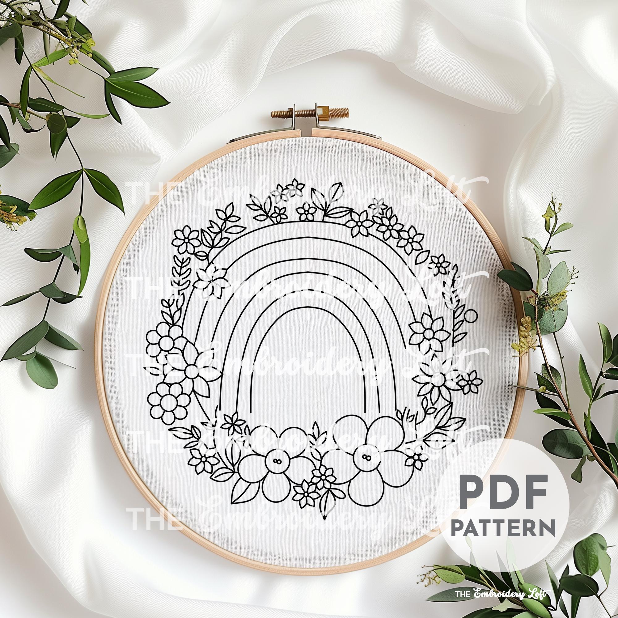 Floral Rainbow Hand Embroidery Pattern