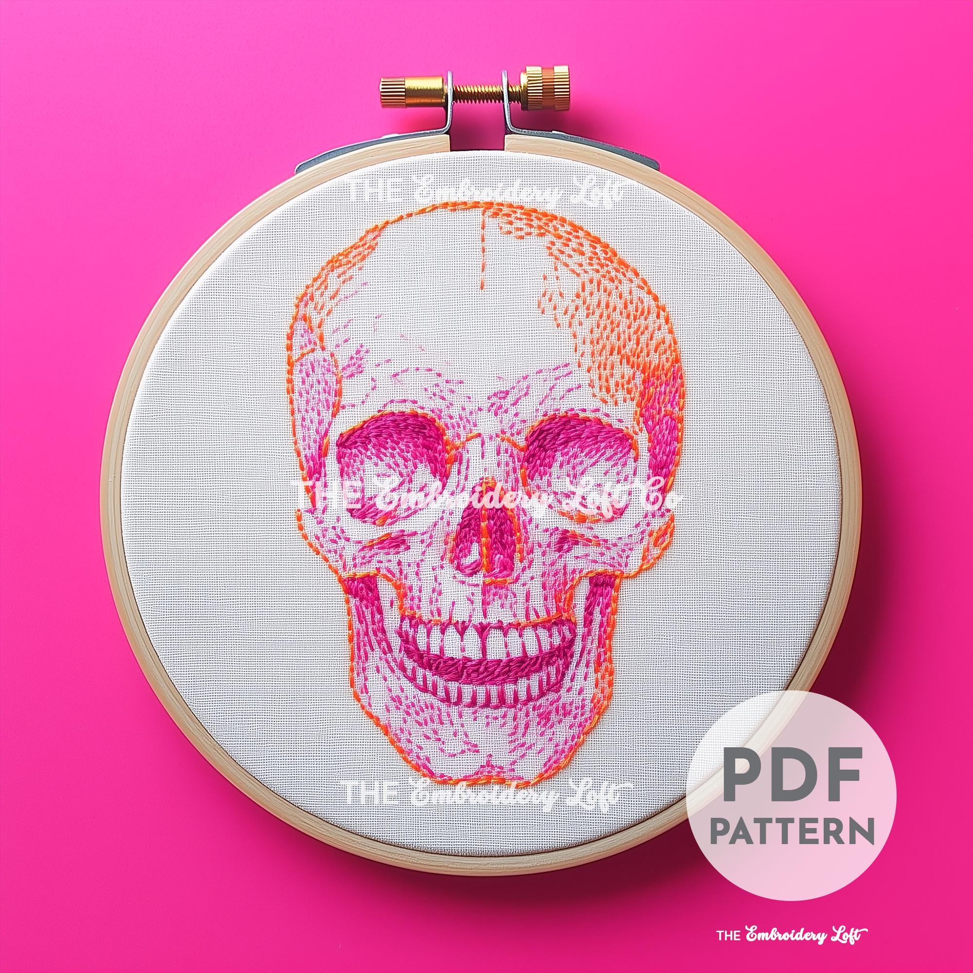 Halloween Skull Hand Embroidery Pattern