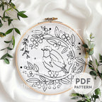Twelve Days of Christmas, Partridge in a Pear Tree Hand Embroidery Pattern