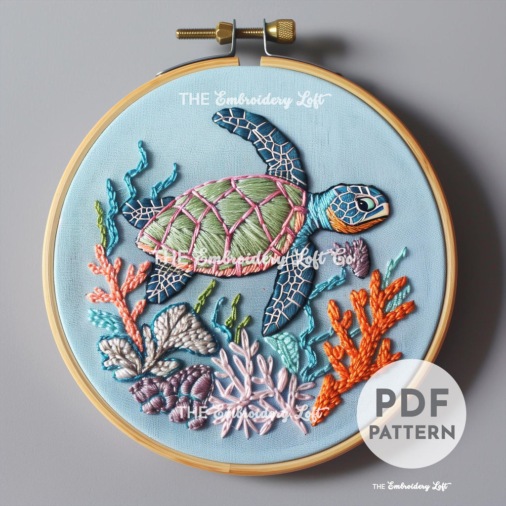 Sea Turtle Hand Embroidery Pattern