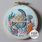 Sea Turtle Hand Embroidery Pattern