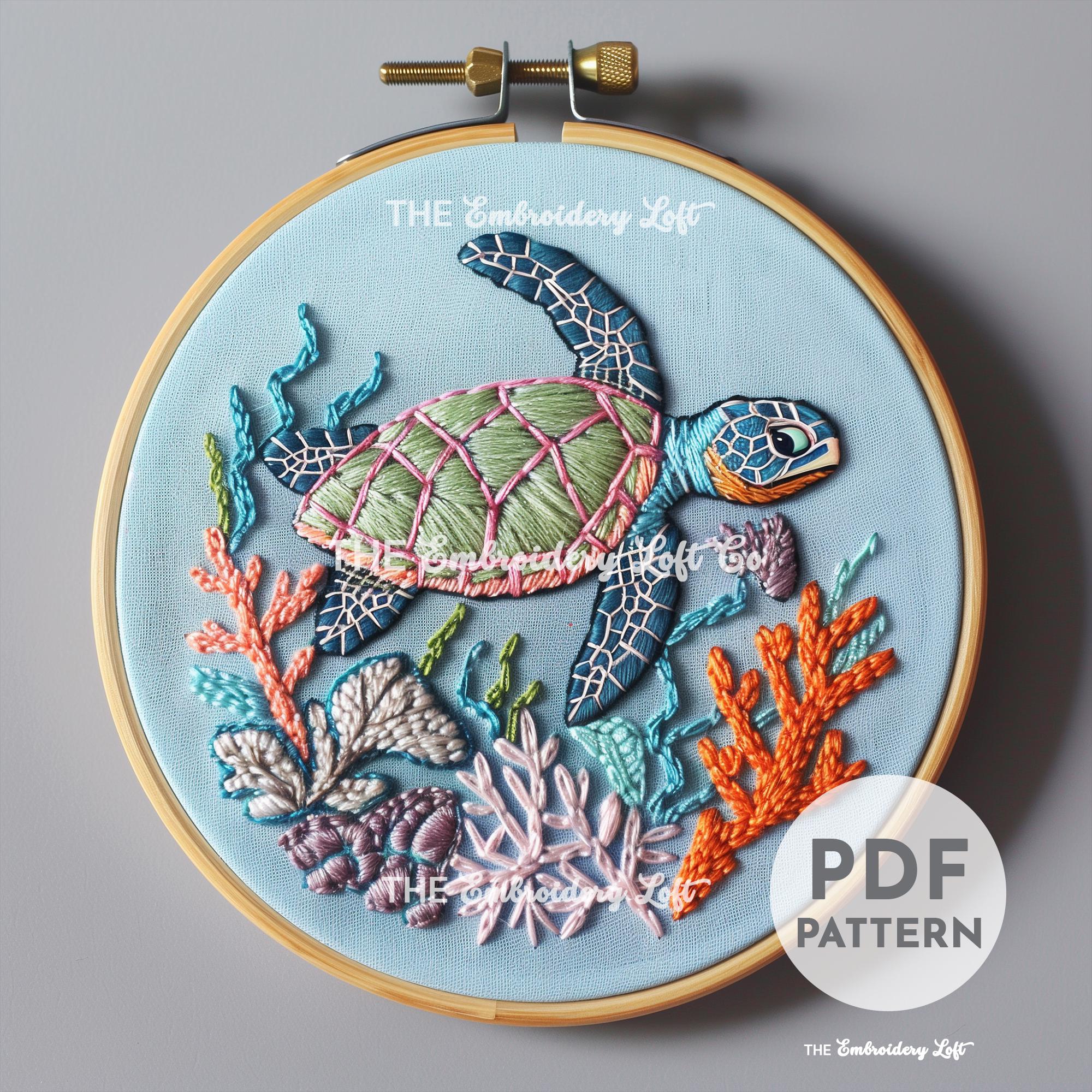 Sea Turtle Hand Embroidery Pattern