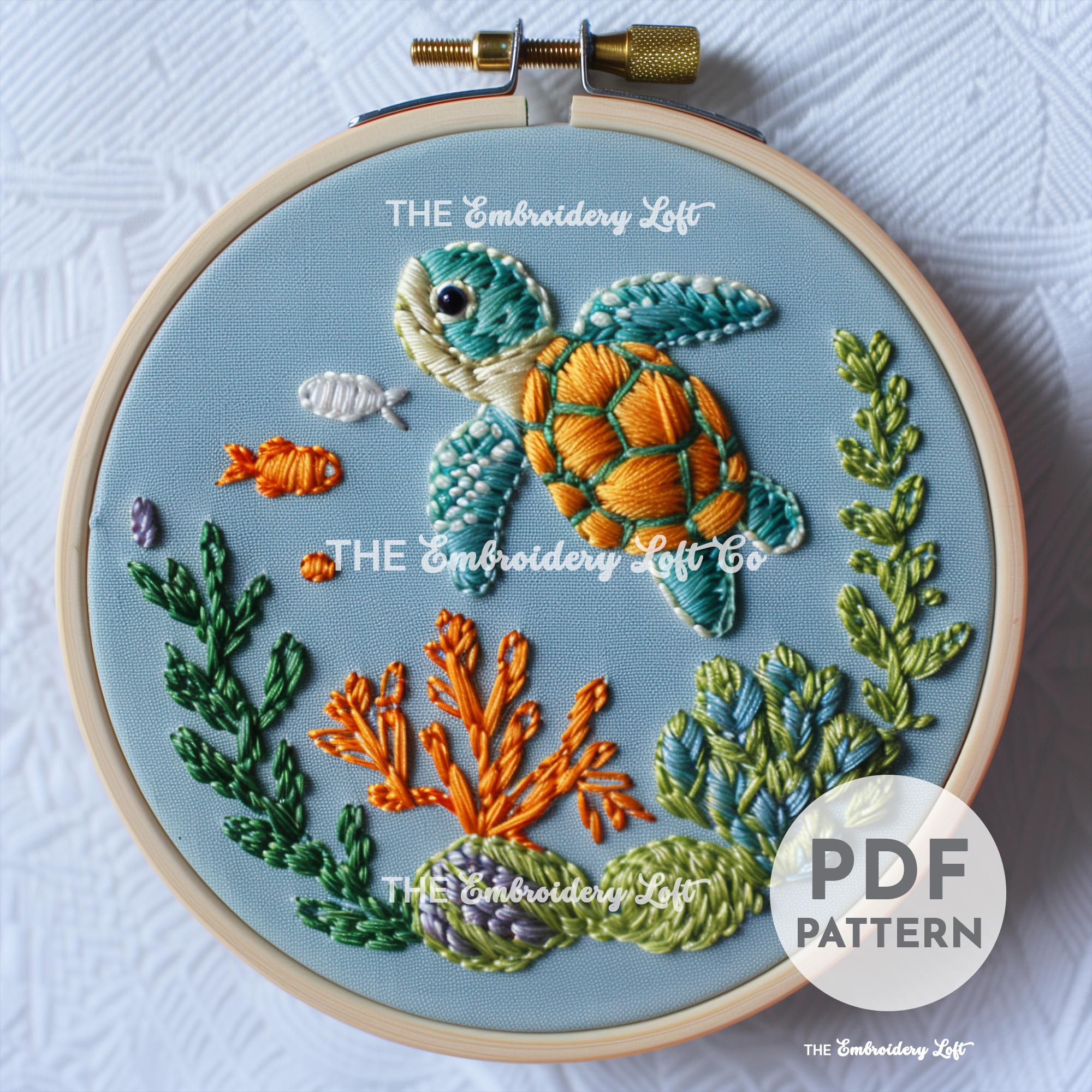 Baby Sea Turtle Hand Embroidery Pattern
