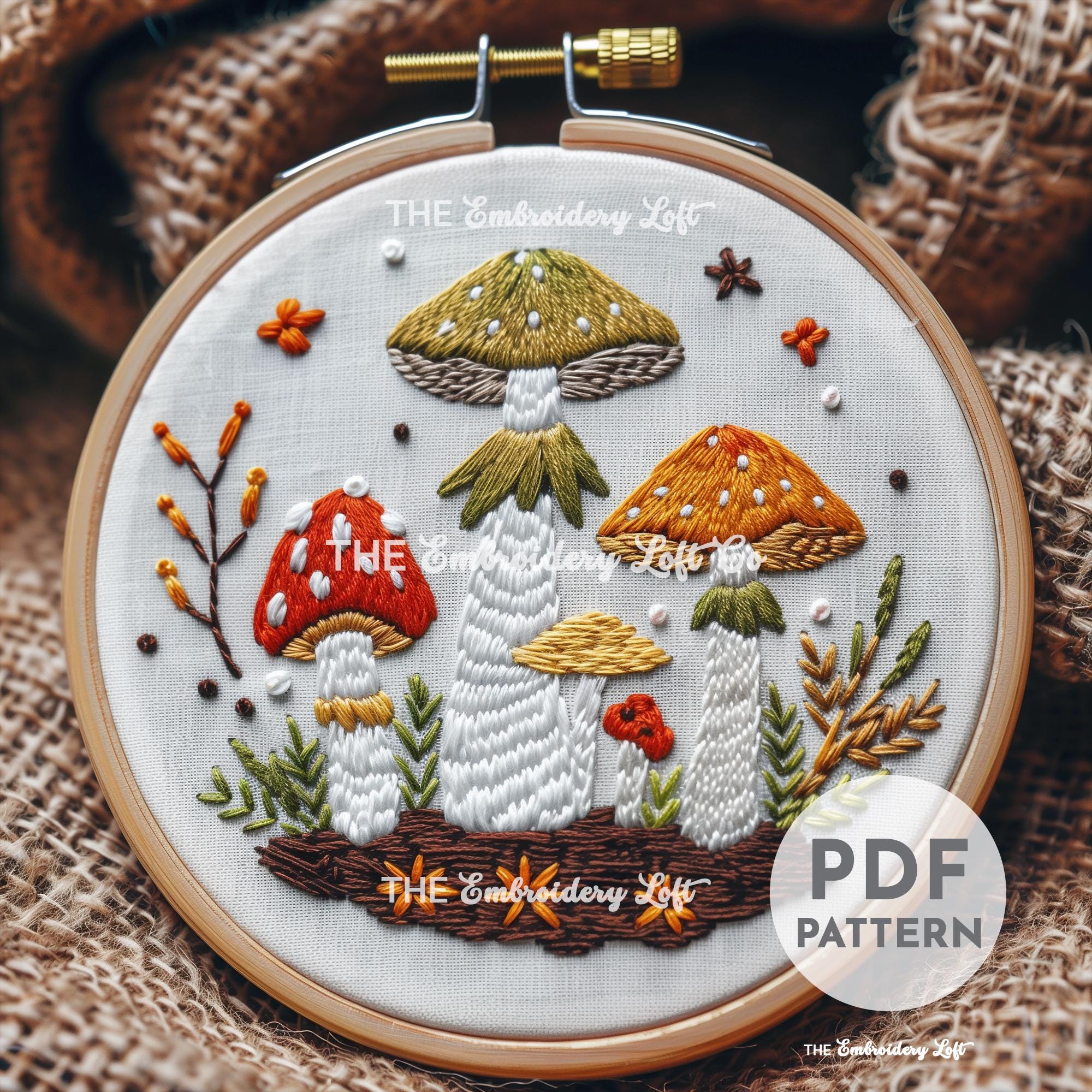 Witchy Mushrooms Hand Embroidery Pattern