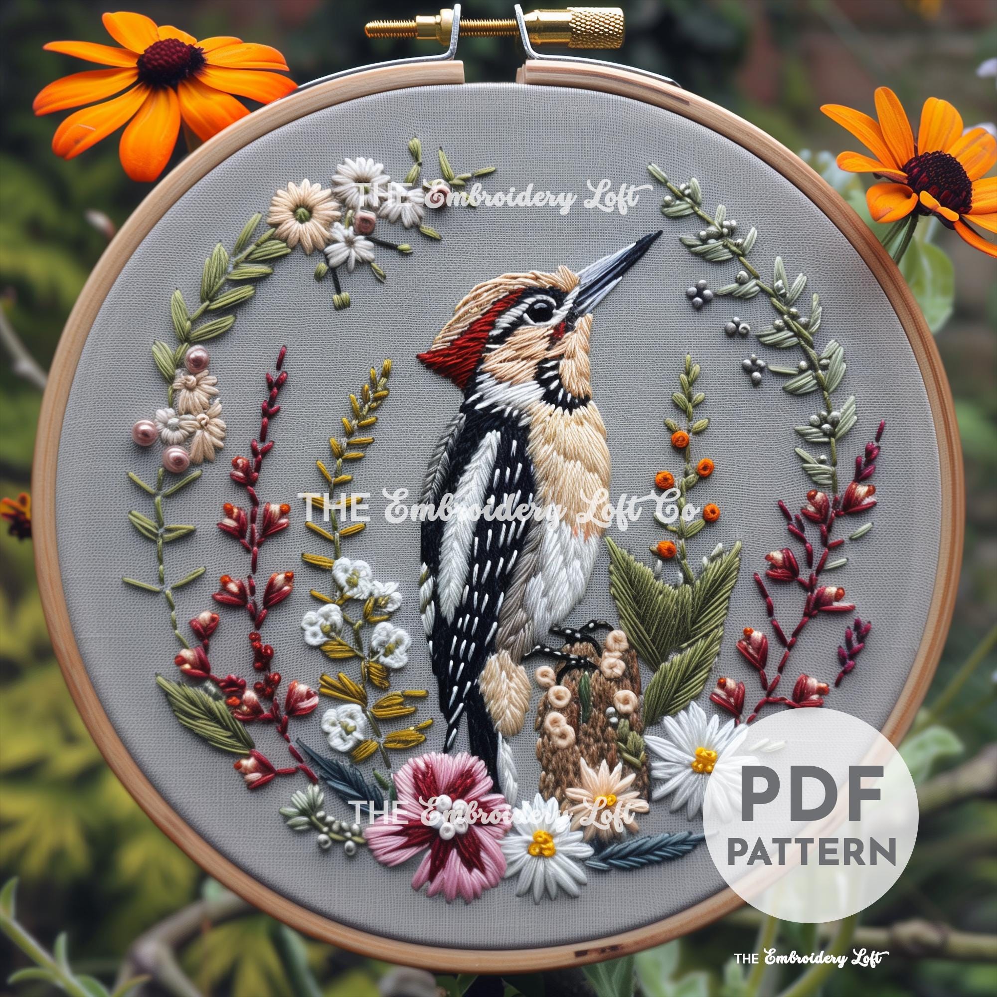 Woodpecker Hand Embroidery Pattern