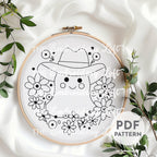 Retro Cowgirl Ghost Hand Embroidery Pattern