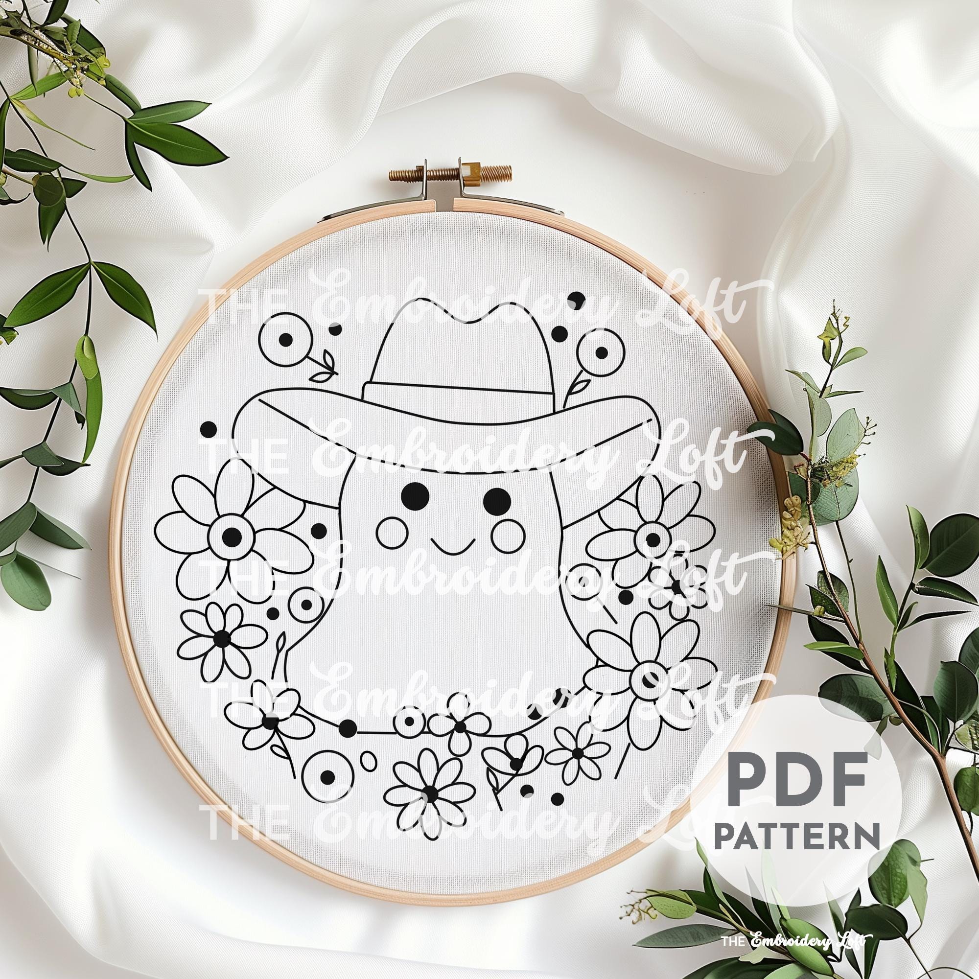 Retro Cowgirl Ghost Hand Embroidery Pattern