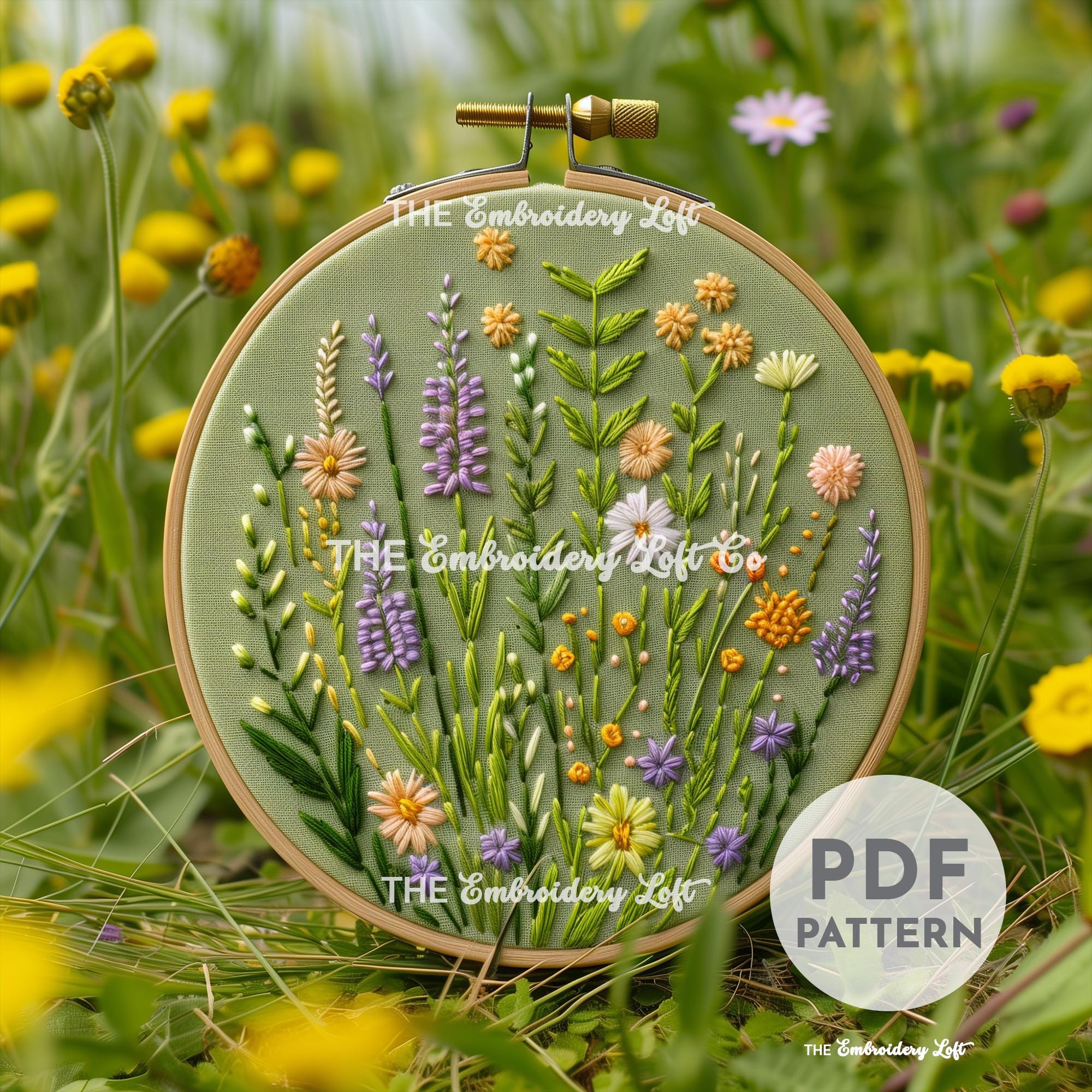 Meadow of Wildflowers Hand Embroidery Pattern