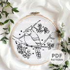 Winter Bluejay Hand Embroidery Pattern