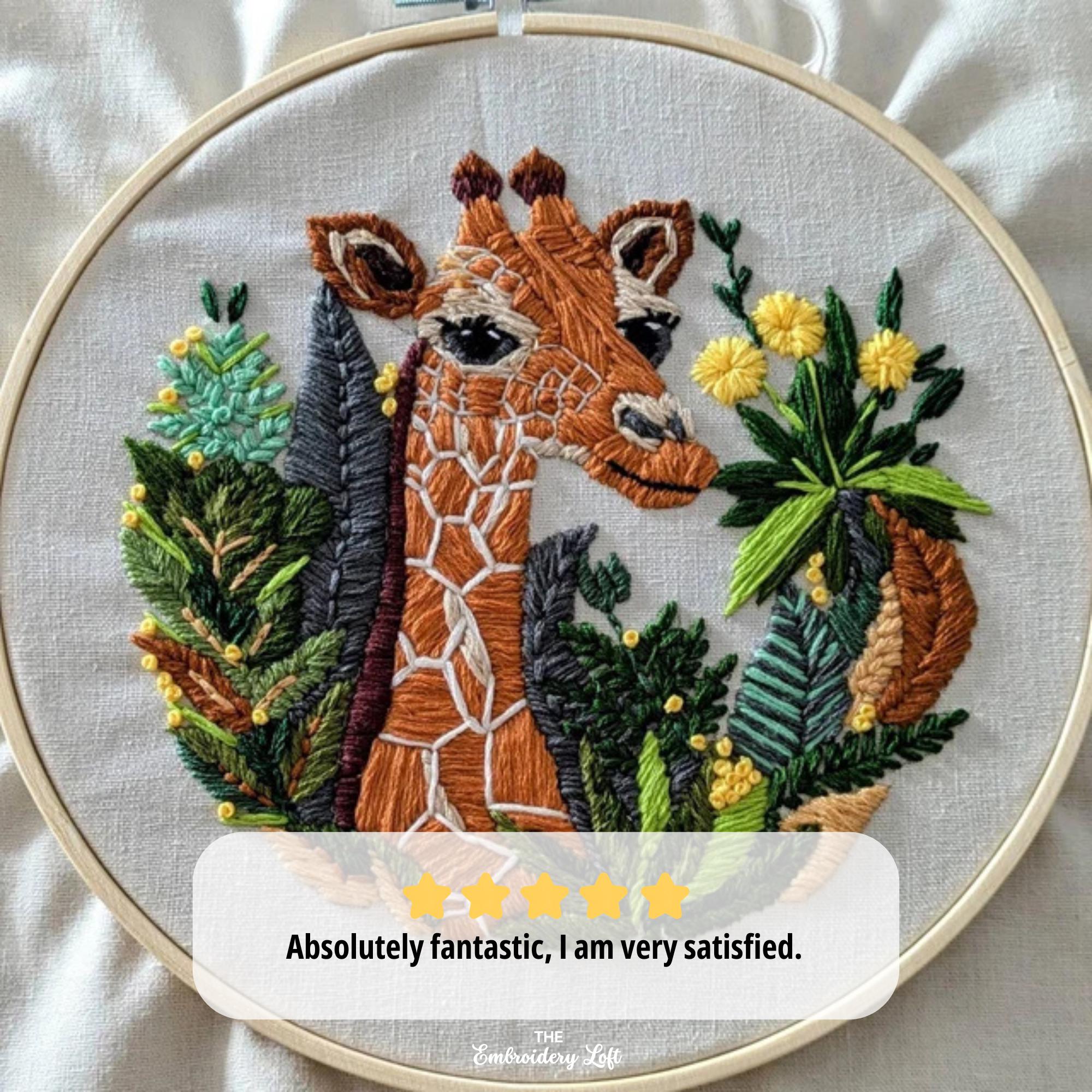 Floral Giraffe Hand Embroidery Pattern