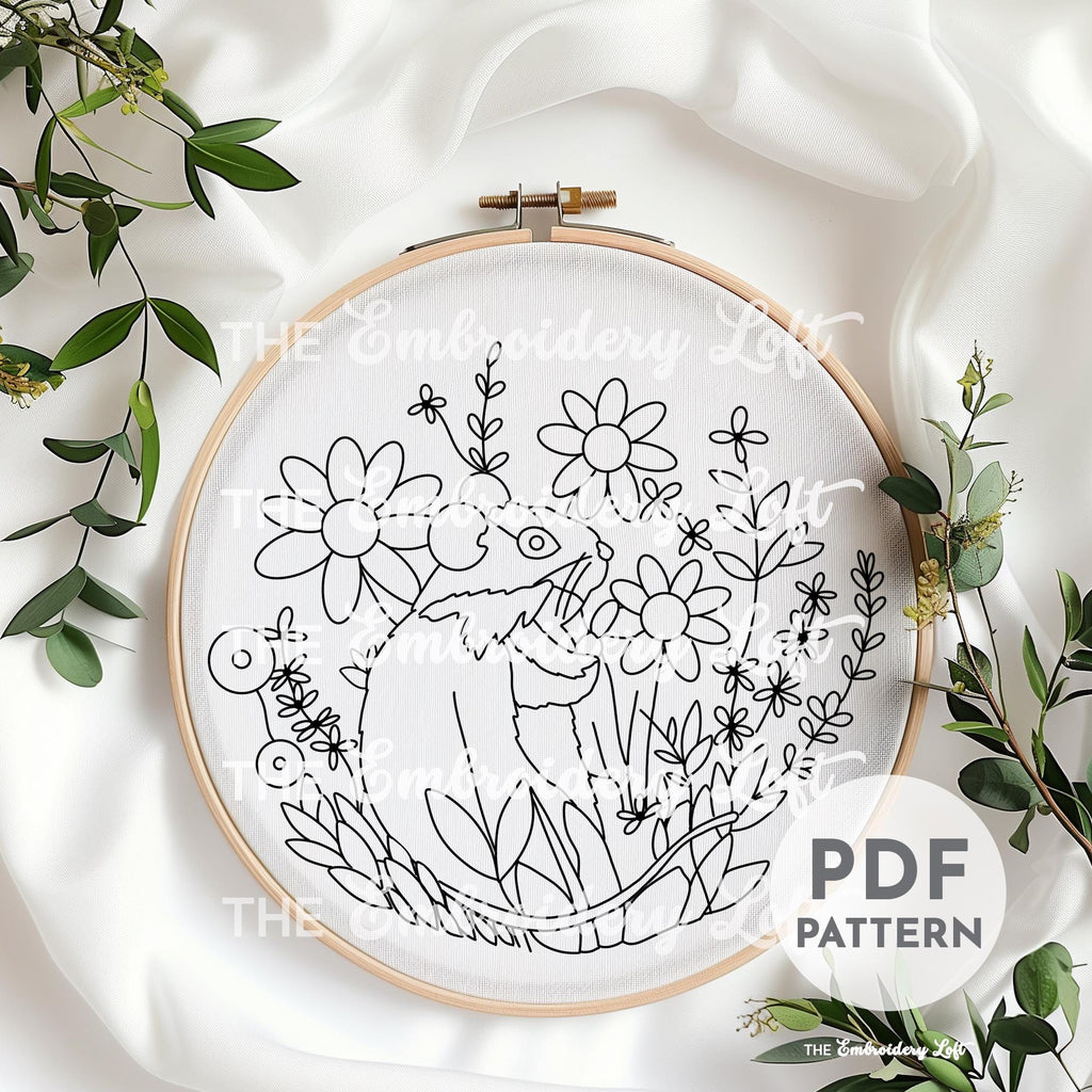 Garden Mouse Hand Embroidery Pattern