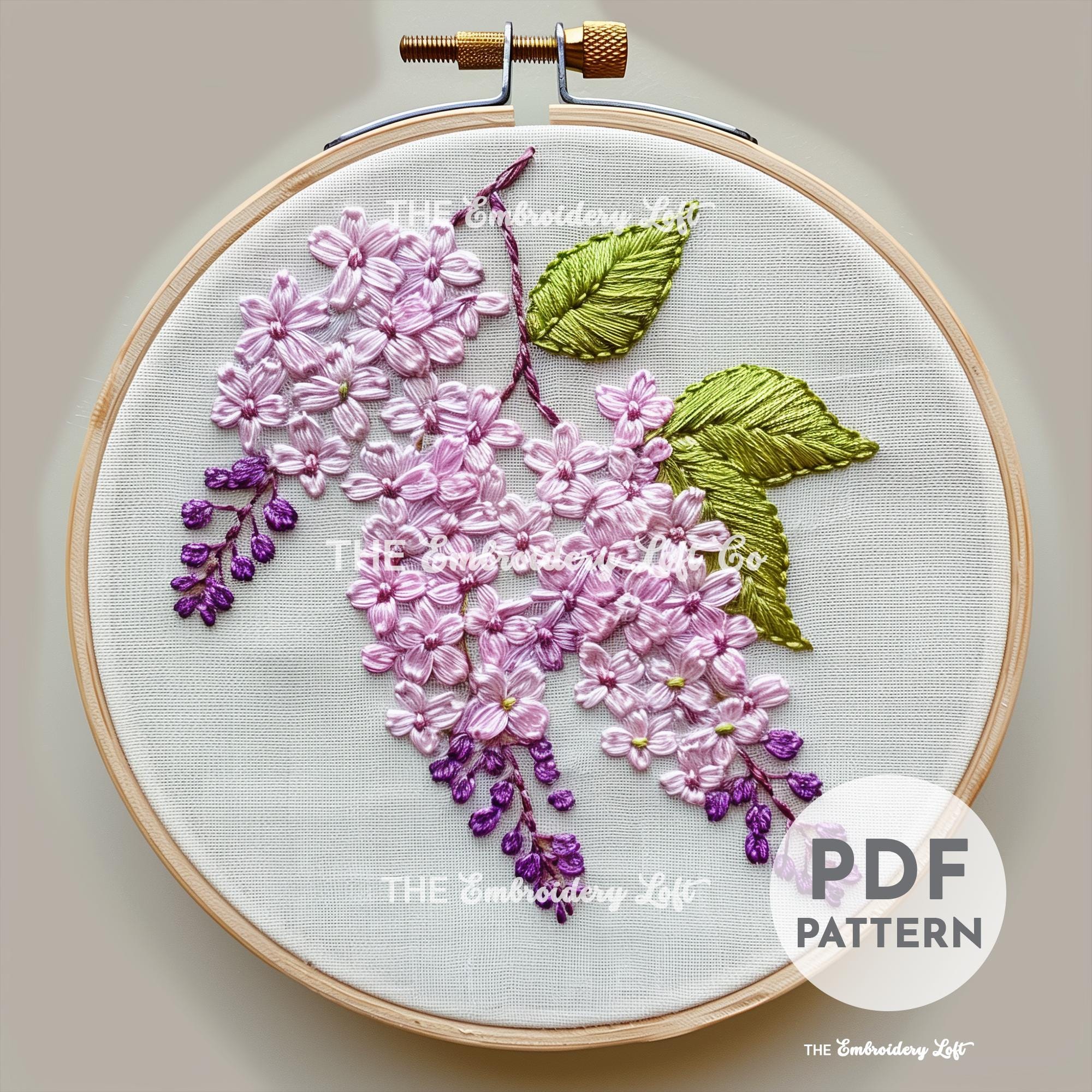 Lilac Branch Hand Embroidery Pattern