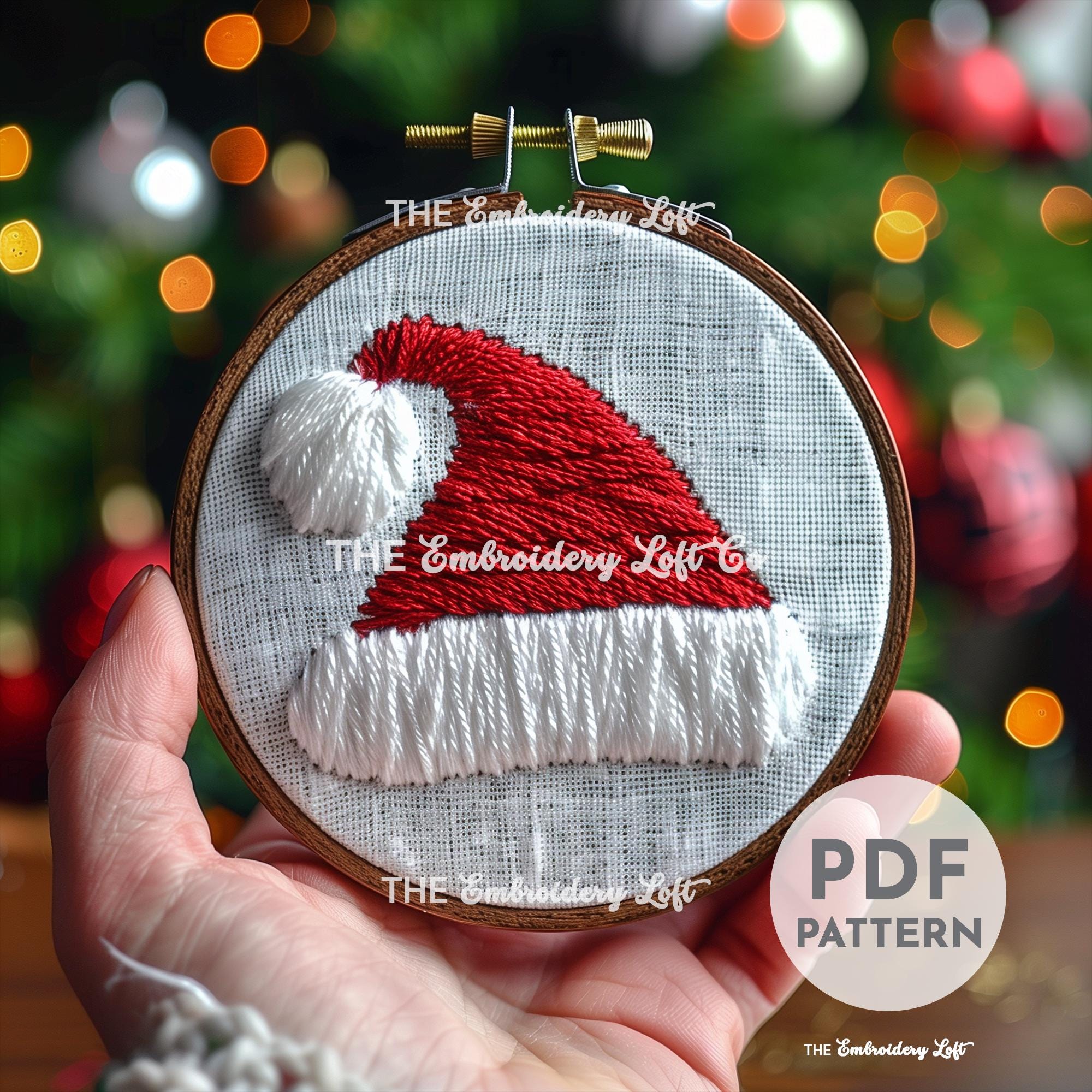 Santa Hat Hand Embroidery Pattern