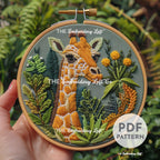 Floral Giraffe Hand Embroidery Pattern