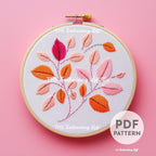 Retro Autumn Leaves Hand Embroidery Pattern