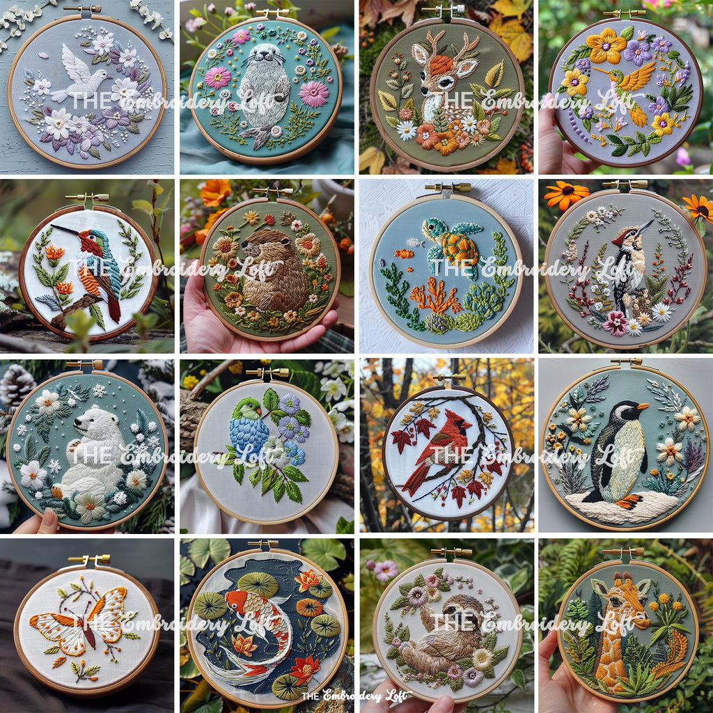 MINI COLLECTION, Animals Hand Embroidery Pattern Collection, Current and Future Designs, Lifetime Access, Hand Embroidery, Embroidery PDF