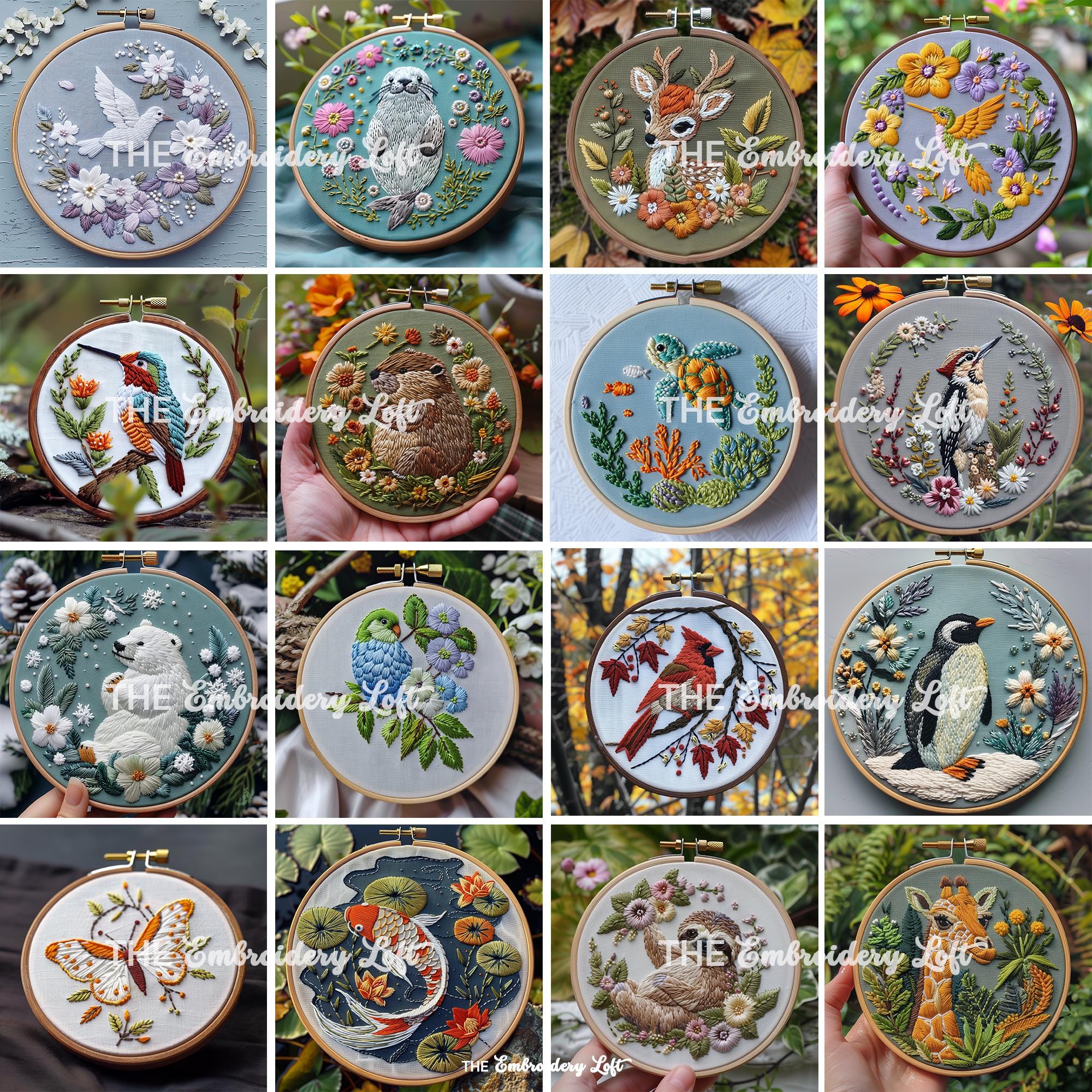 MINI COLLECTION, Animals Hand Embroidery Pattern Collection, Current and Future Designs, Lifetime Access, Hand Embroidery, Embroidery PDF