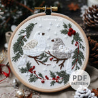 Twelve Days of Christmas, Two Turtle Doves Hand Embroidery Pattern