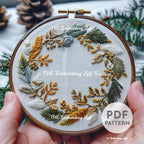 Winter Wreath Hand Embroidery Pattern