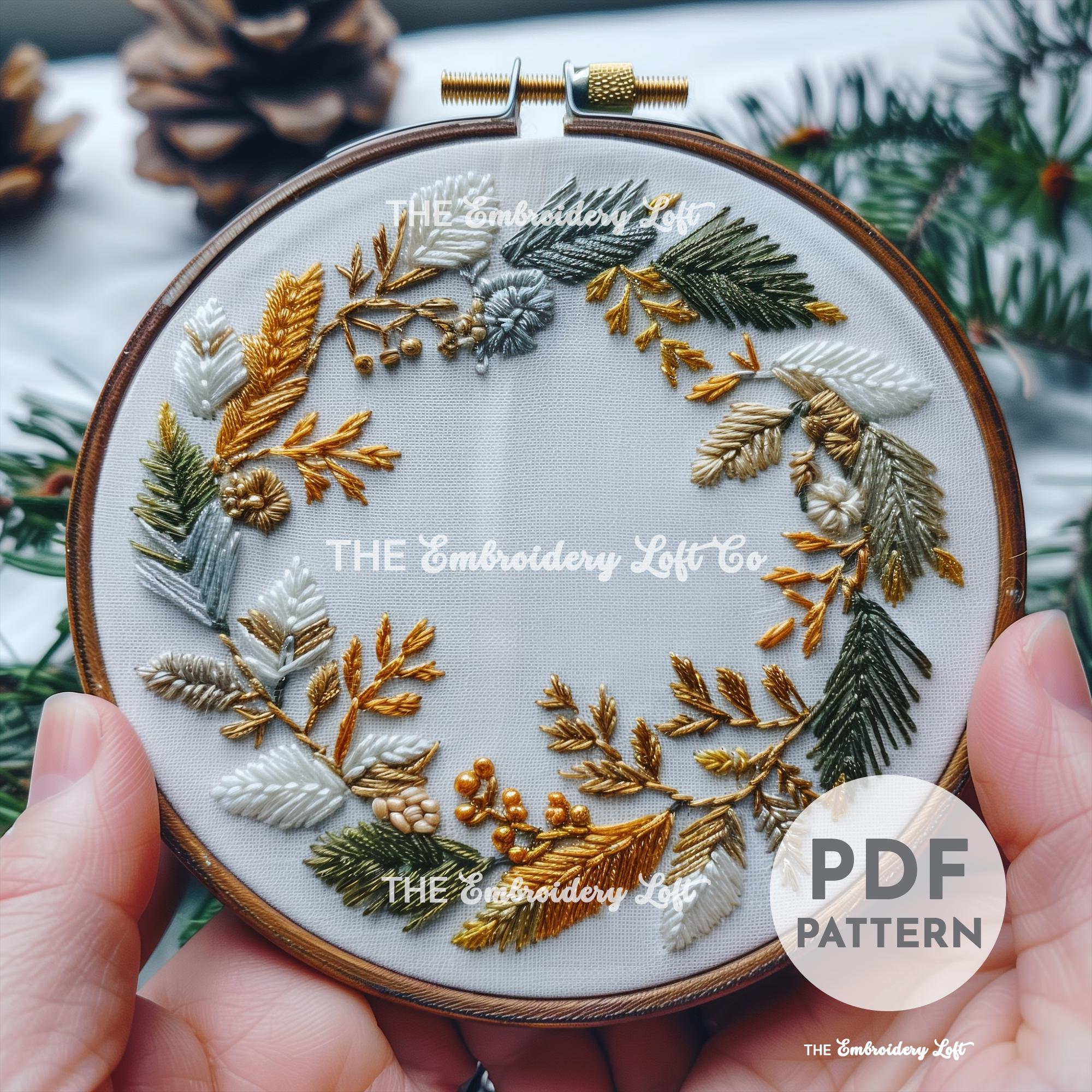 Winter Wreath Hand Embroidery Pattern
