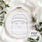 Retro Ghost with Winter Hat Hand Embroidery Pattern