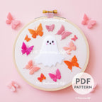 Retro Ghost with Butterflies Hand Embroidery Pattern