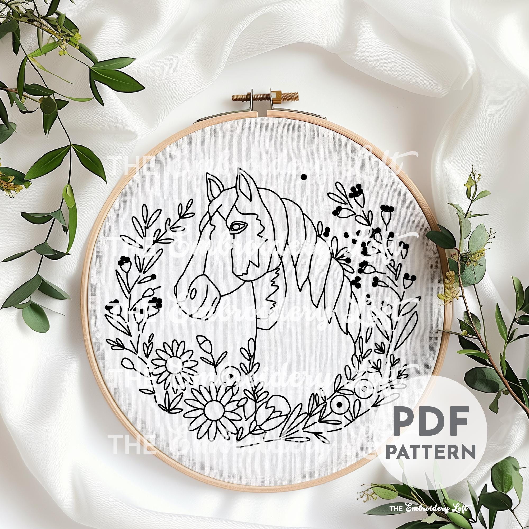 Brown Horse Hand Embroidery Pattern