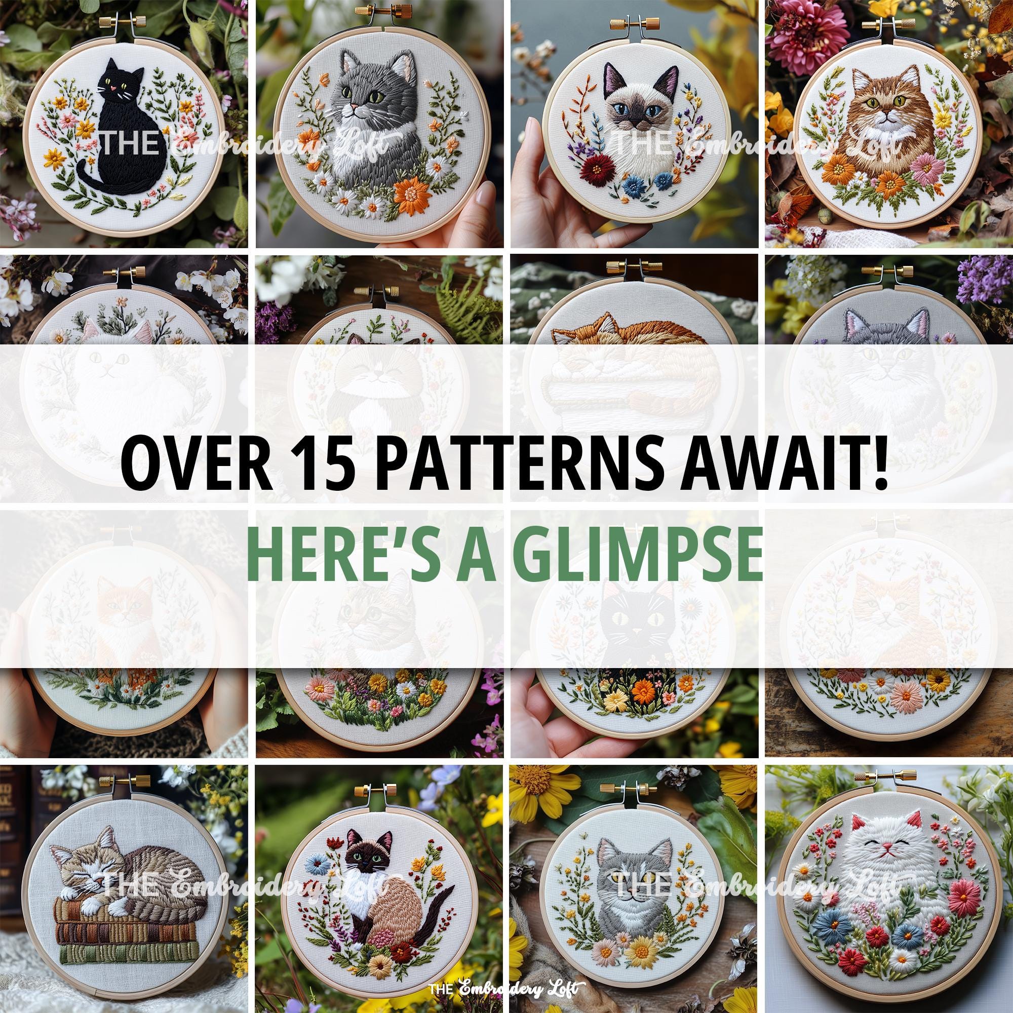 MINI COLLECTION, Cats Hand Embroidery Pattern Collection, Current and Future Designs, Lifetime Access, Hand Embroidery, Embroidery PDF