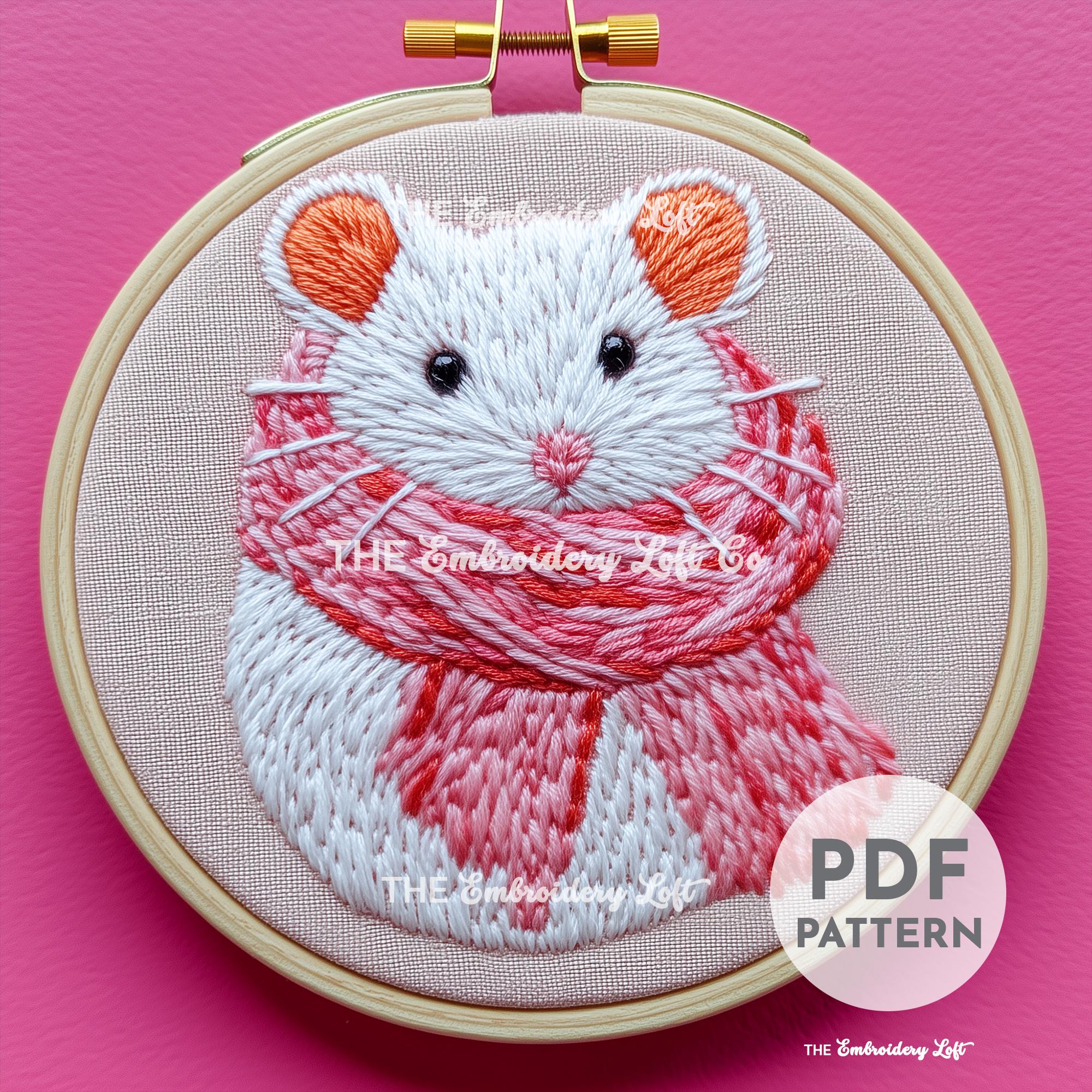 Winter Mouse Hand Embroidery Pattern