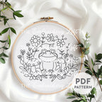 Autumn Frog Hand Embroidery Pattern