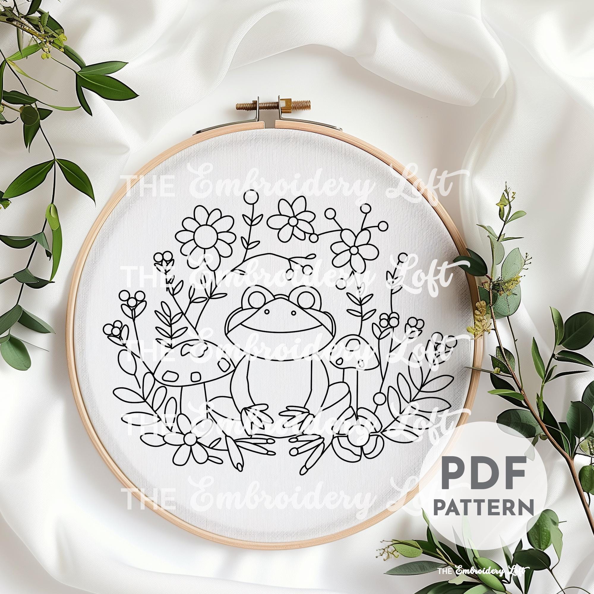 Autumn Frog Hand Embroidery Pattern