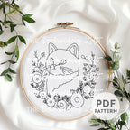 Gray Cat Hand Embroidery Pattern