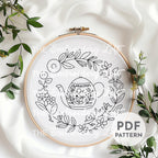 Floral Tea Pot Hand Embroidery Pattern