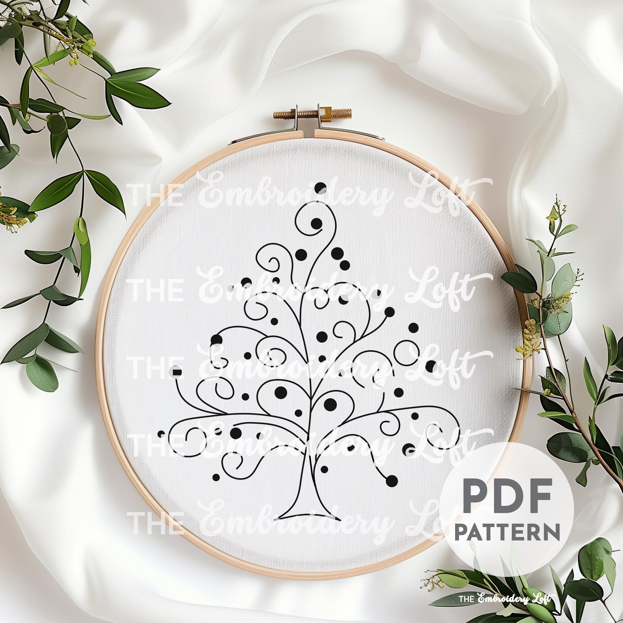 Pink Christmas Tree Hand Embroidery Pattern