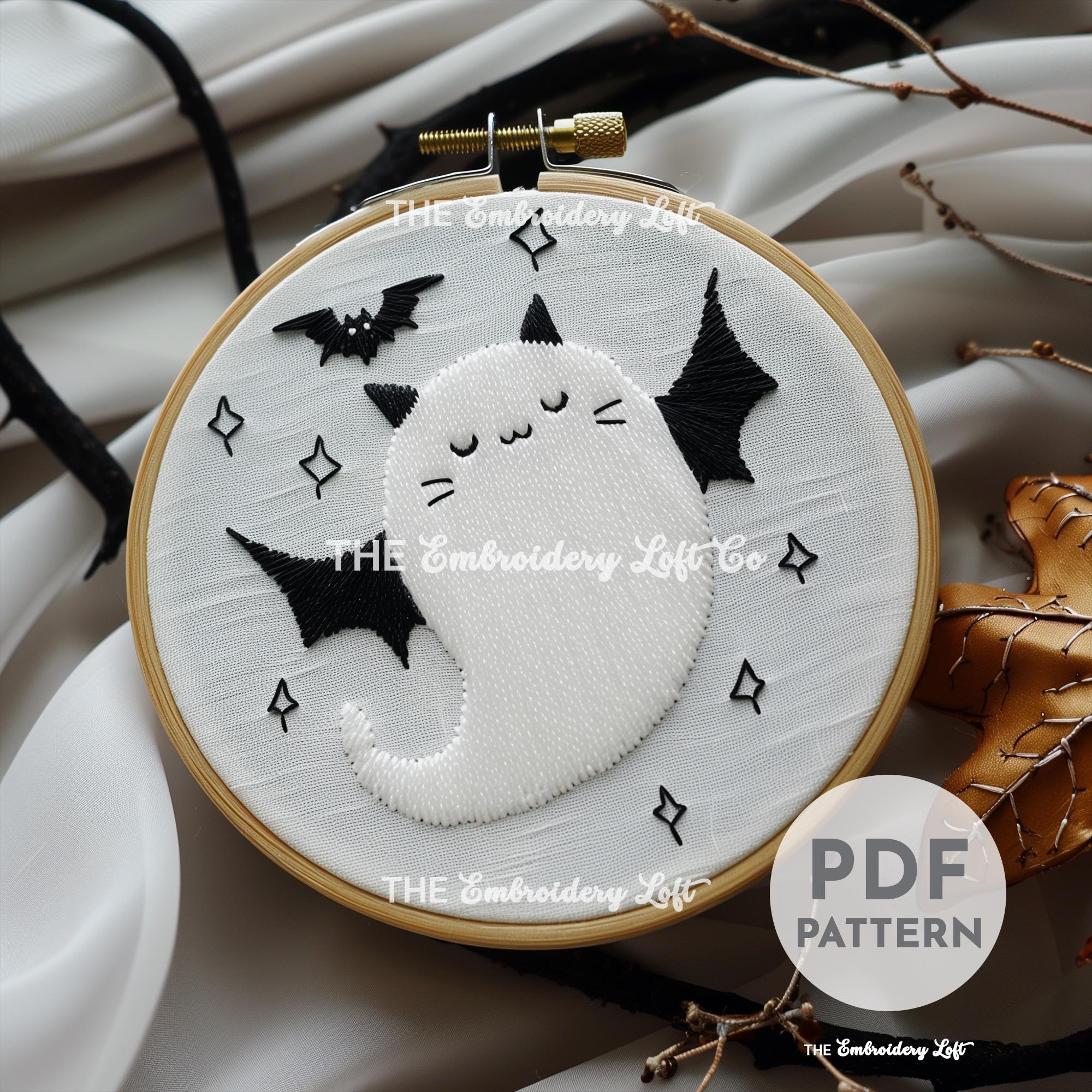 Ghost Kitty Hand Embroidery Pattern
