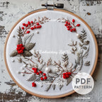 Winter Wreath Hand Embroidery Pattern