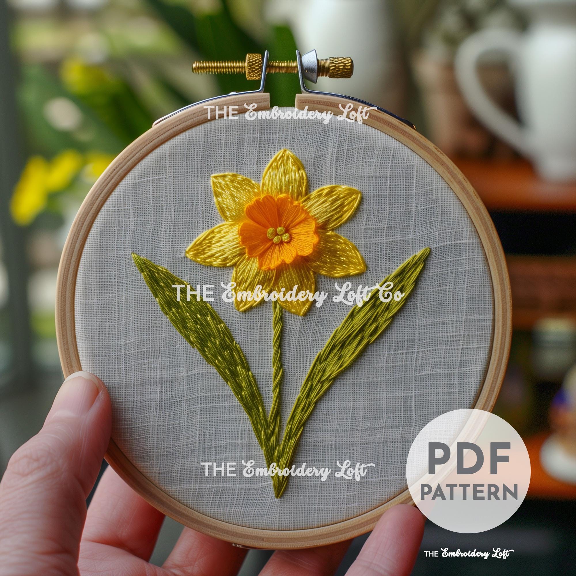 Yellow Daffodil Hand Embroidery Pattern