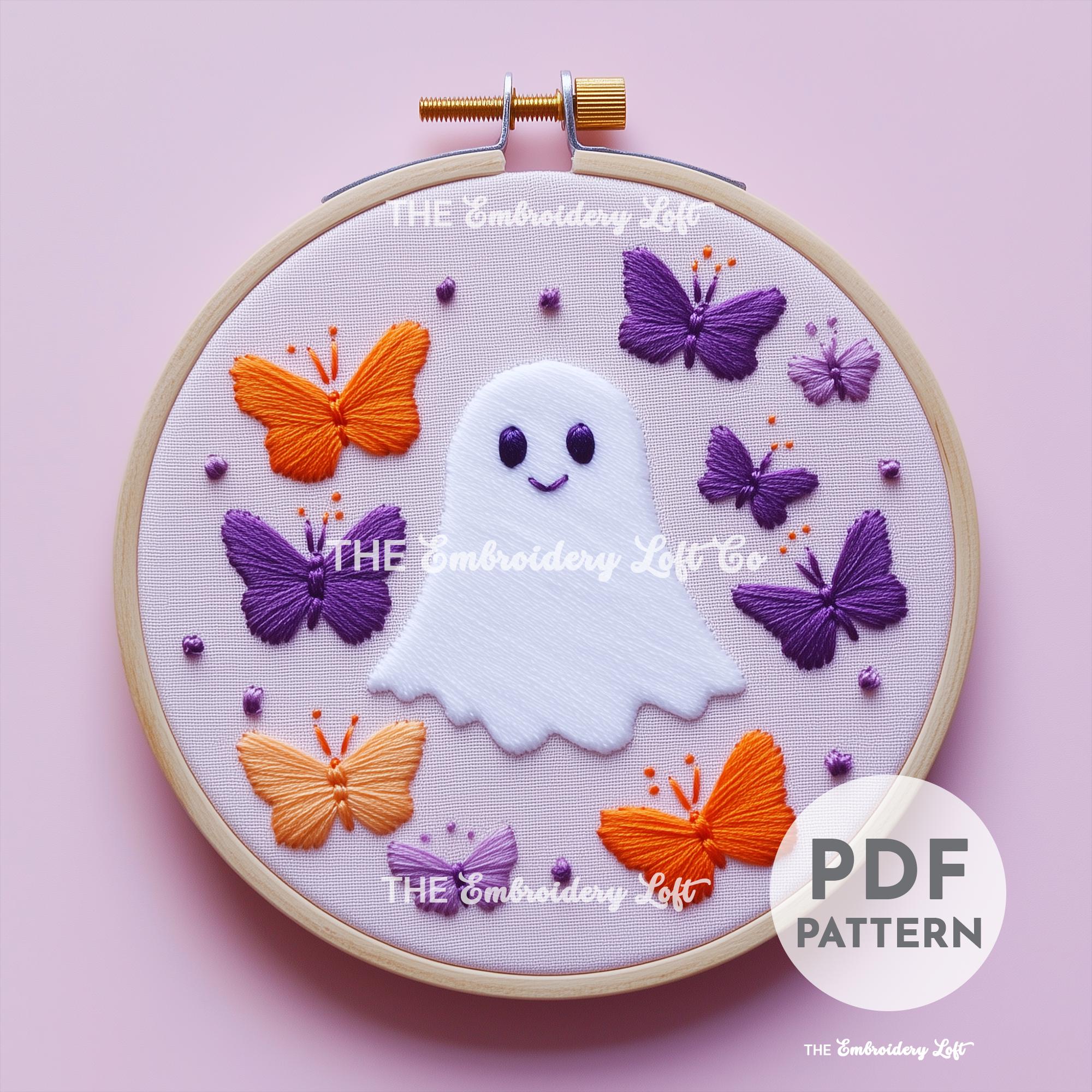 Ghost with Butterflies Hand Embroidery Pattern