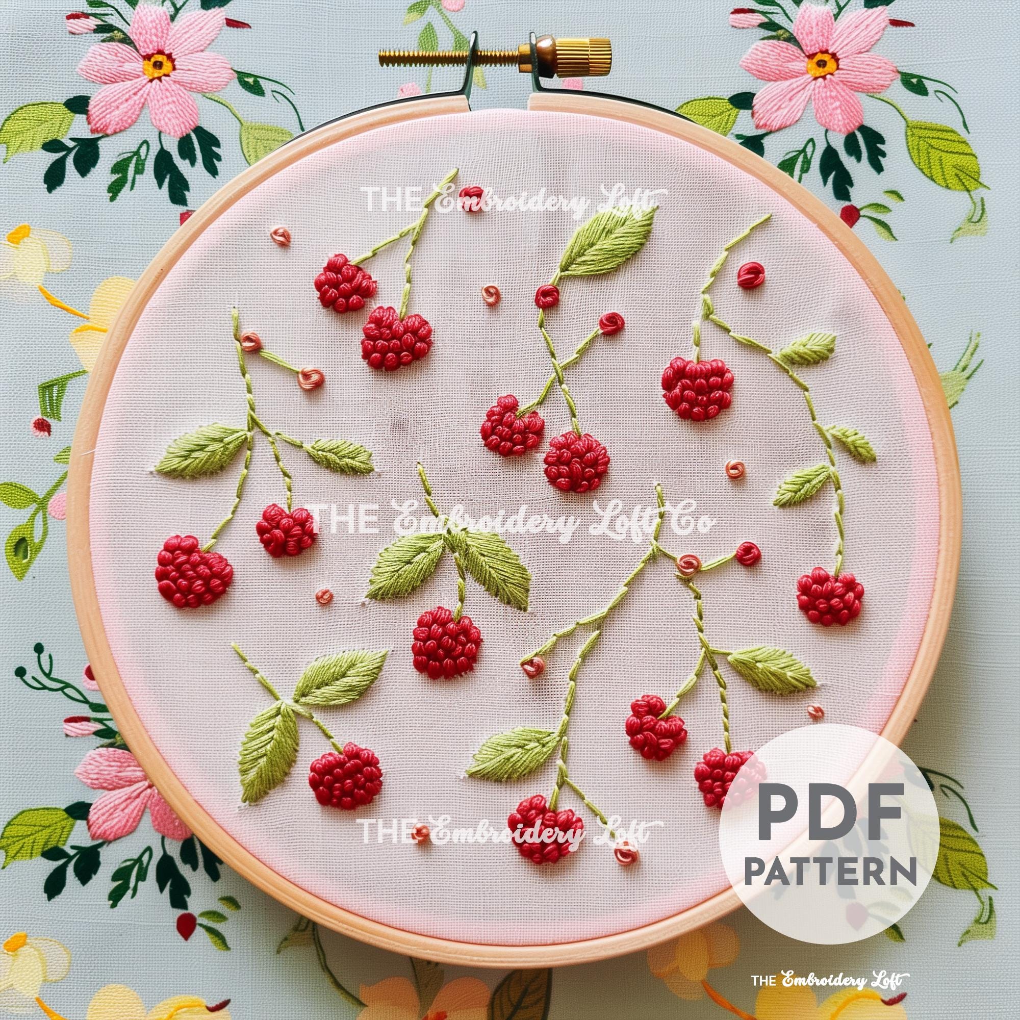 Raspberries Hand Embroidery Pattern