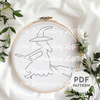 Flying Witch Hand Embroidery Pattern