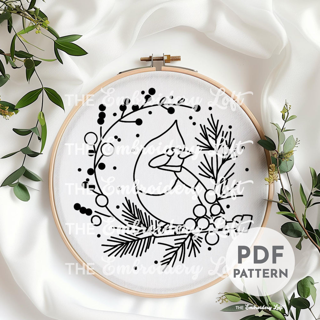 Red Cardinal Hand Embroidery Pattern